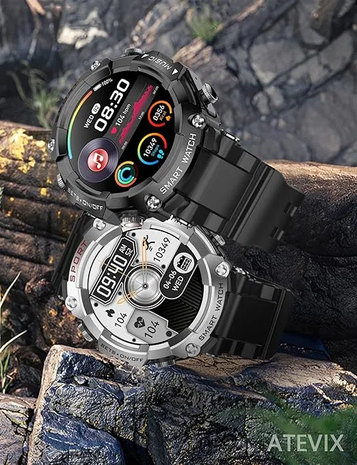 Smart Watch with Earbuds, 1.52" HD Screen Smartwatch for Men, Rugged Military Bluetooth Call Fitness Tracker,3 in 1 Bluetooth Watch with Local Music,Sleep Monitor,Heart Rate - Product Details