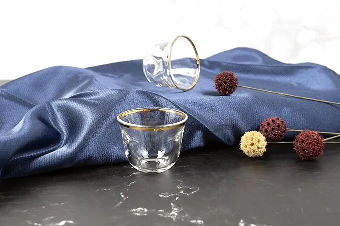 Orchid 12Pcs Glass Cawa Cups Set 70ML, Glass Tea and Coffee Cups Set, Heat-Resistant Turkish Tea Cups, Espresso Glassware for Hot Drinks, Drinkware Set, Coffee Mugs for Hot Beverages - Product Details