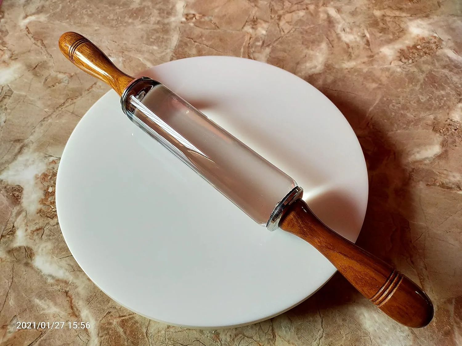 White Heavy Base Crystal Roti Roller/Chakla/chapati Maker Chakla with Stylish Crystal Belan The Dough - Upgrade Your Baking - Non-Stick & Zero Maintenance - Product Details